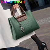 Brand Leather 3-Layer Alligator Crossbody Bag for Women - Luxury Designer Shoulder Messenger Handbag - Himpall